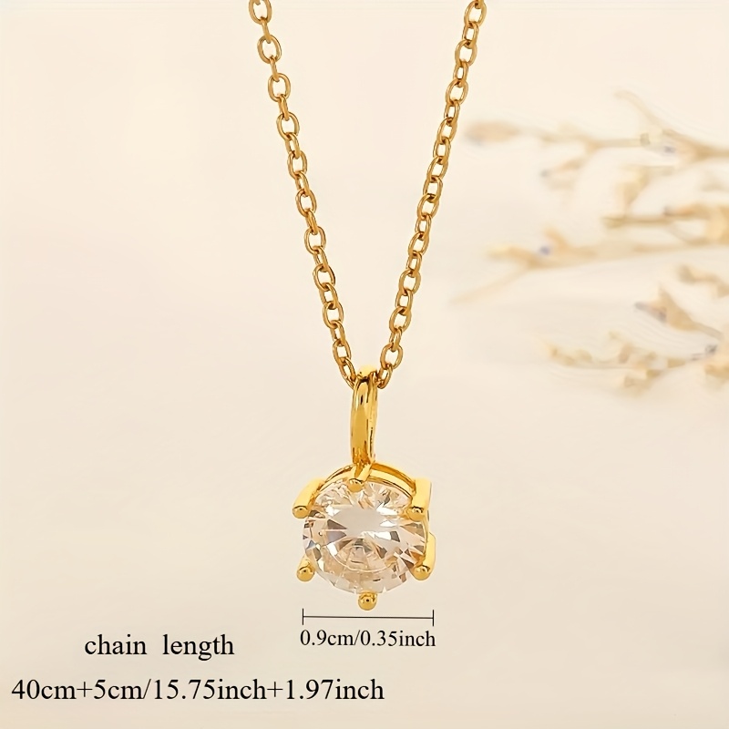 Women's 18K Plated Thin Chain Round Cubic Pendant Necklace